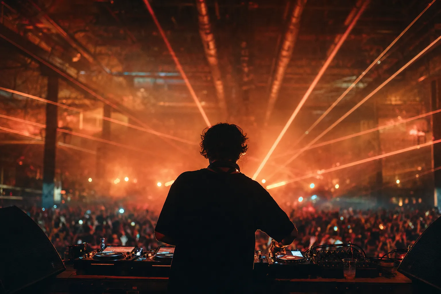 AI music video key frame — cyberpunk DJ session