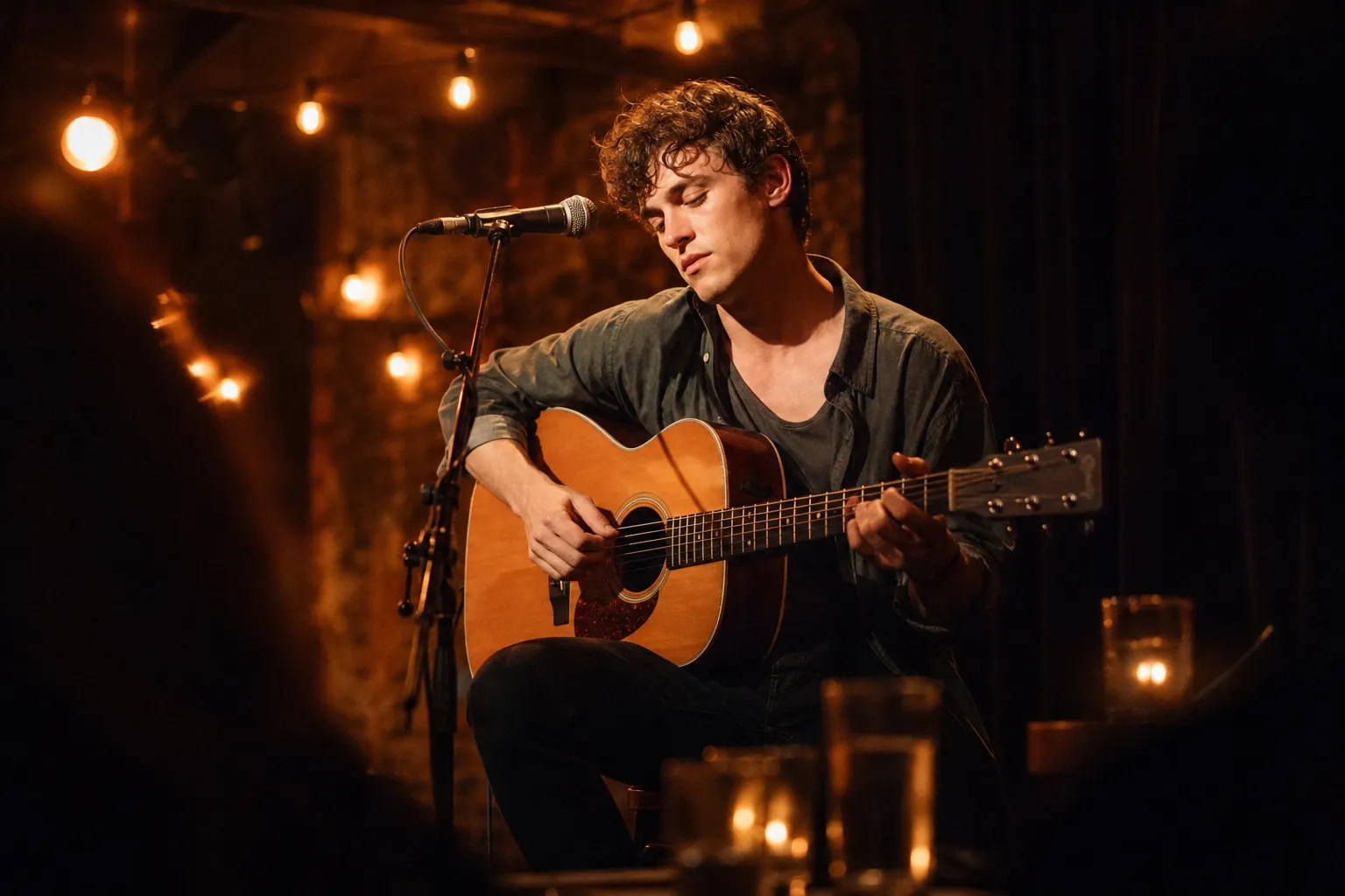 Acoustic music night music video frame